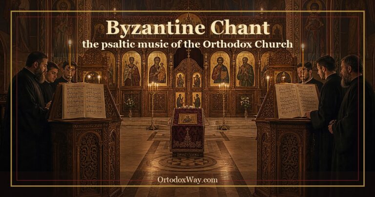 Two chanter stalls in an Orthodox church where Byzantine psaltic music is being sung