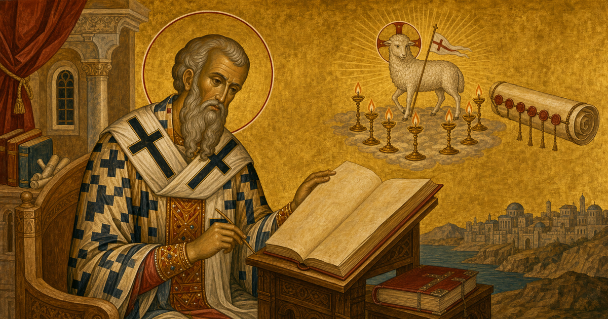 St Andrew of Caesarea interpreting the Book of Revelation