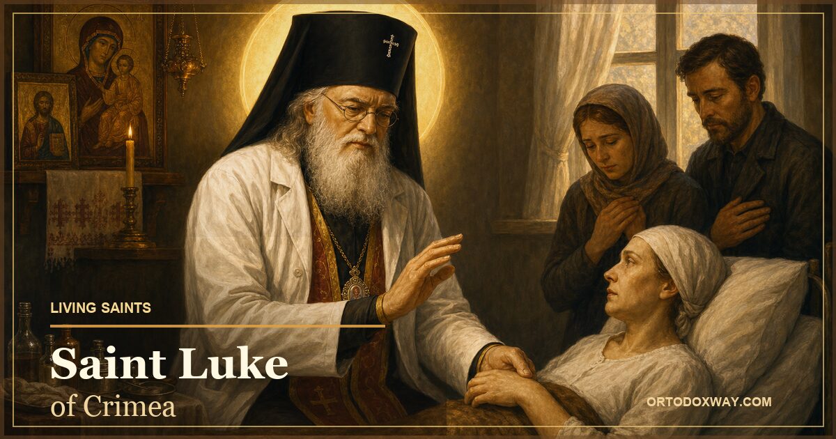 Saint Luke of Crimea healing the sick