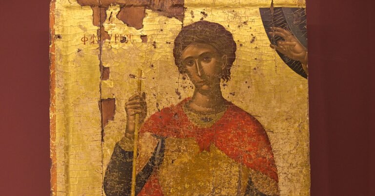 Fifteenth-century icon of Saint Phanourios the Martyr by Angelos Akotantos