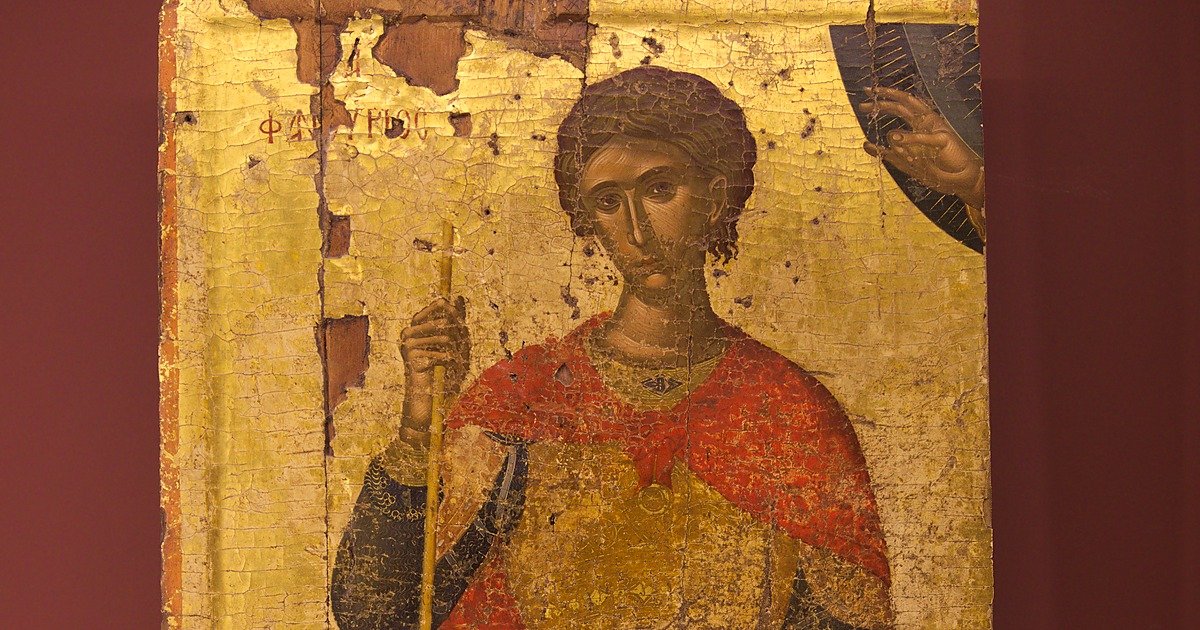 Fifteenth-century icon of Saint Phanourios the Martyr by Angelos Akotantos